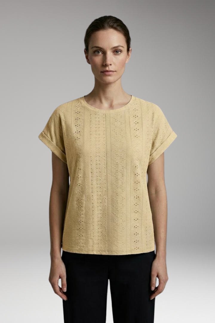 Women's Summer T-Shirt with Embroidered Texture and Loose Fit 7