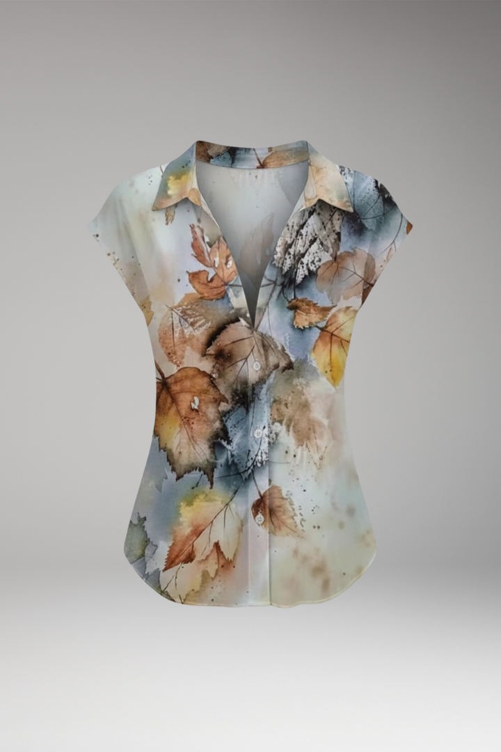 Women's Summer Top with Collared Neckline and Button Fastening 1