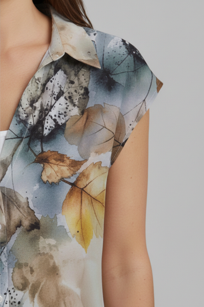 Women's Summer Top with Collared Neckline and Button Fastening 5