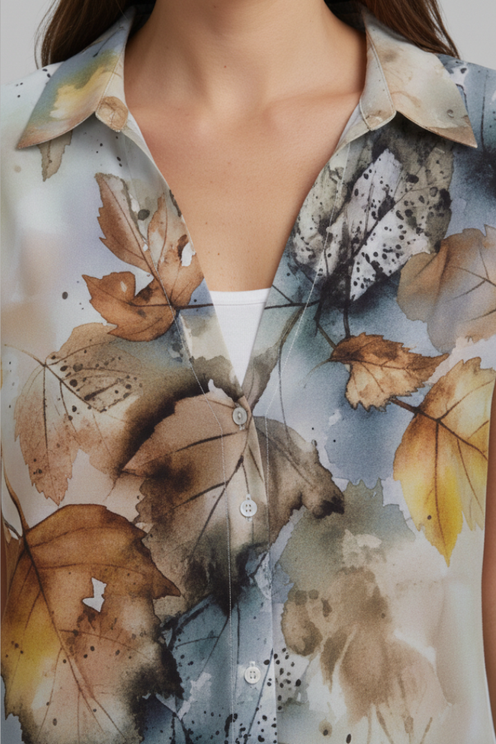 Women's Summer Top with Collared Neckline and Button Fastening 6