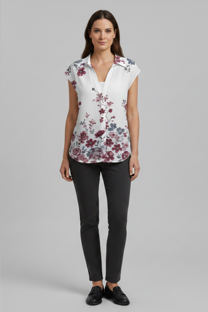 Women's Summer Top with Collared Neckline and Button Fastening 7