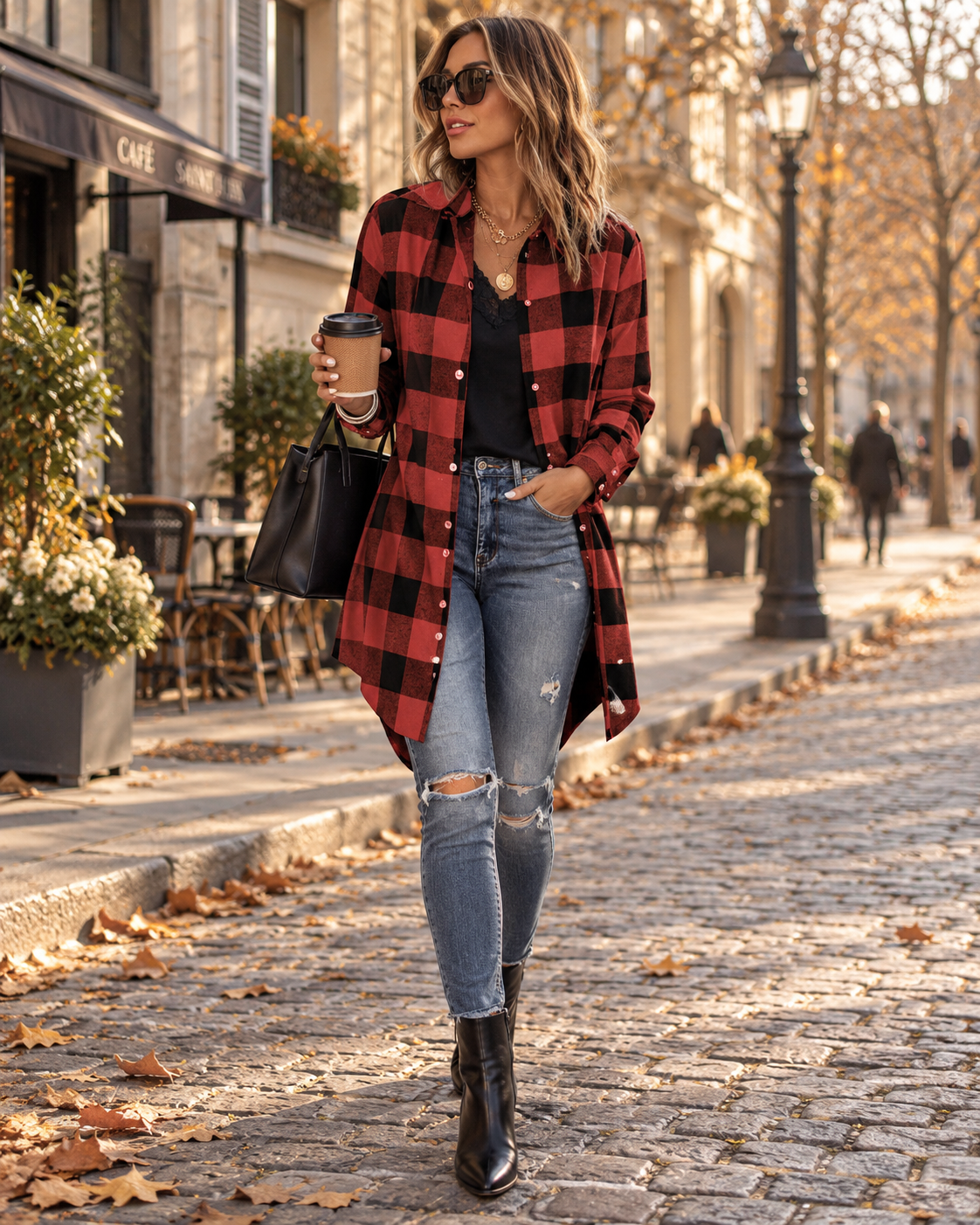 Women's Checked Overshirt | Relaxed Fit & Button-Up 1
