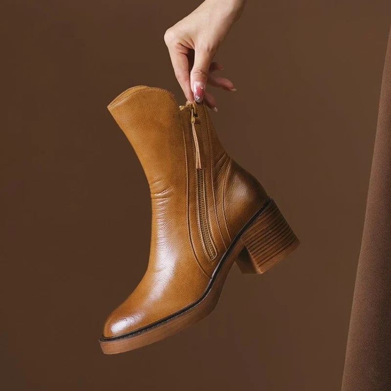 Women's Ankle Boots | Block Heel & Side Zip