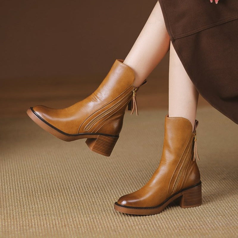 Women's Ankle Boots | Block Heel & Side Zip