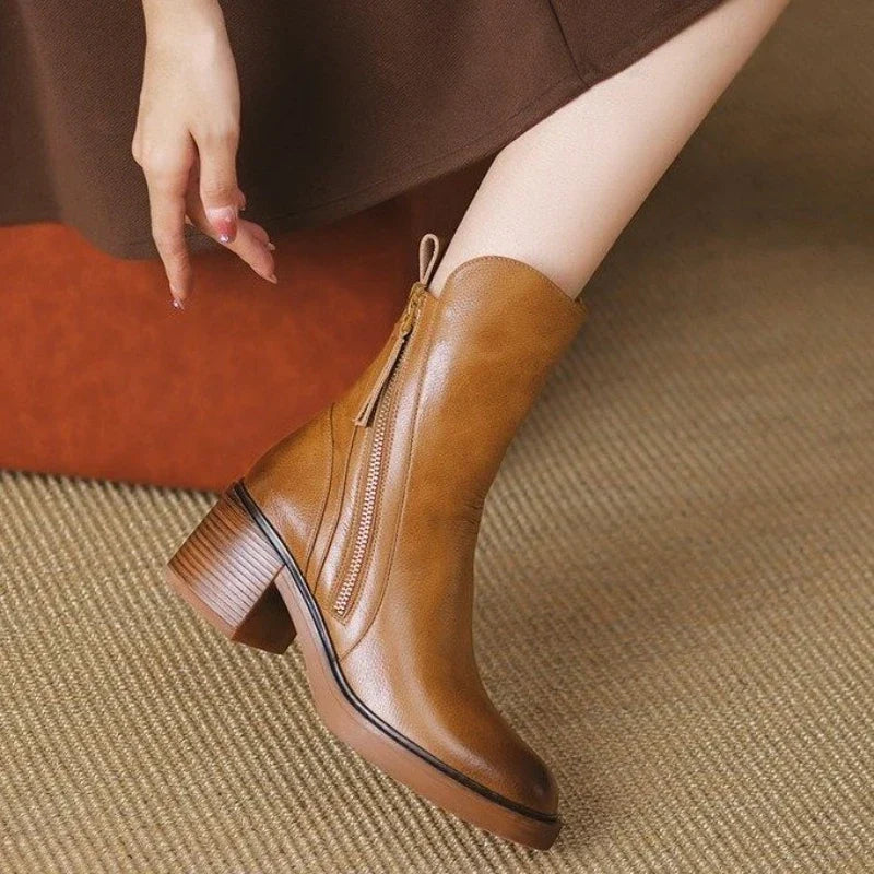 Women's Ankle Boots | Block Heel & Side Zip