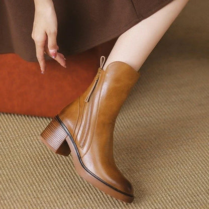 Women's Ankle Boots | Block Heel & Side Zip