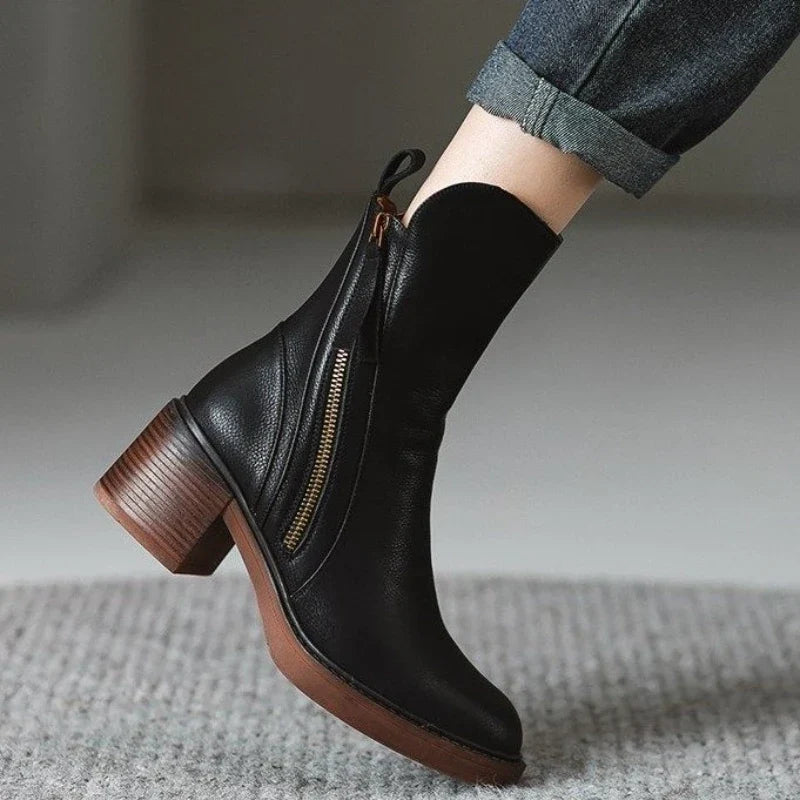 Women's Ankle Boots | Block Heel & Side Zip