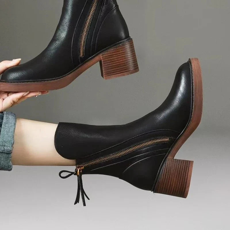 Women's Ankle Boots | Block Heel & Side Zip