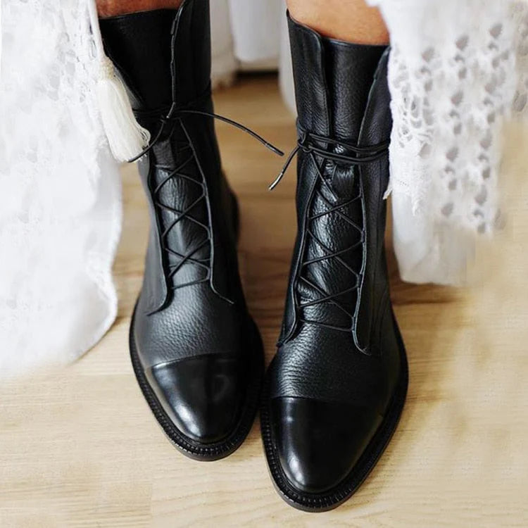 Women's Ankle Boots | Lace-Up Front, Polished Toe Cap