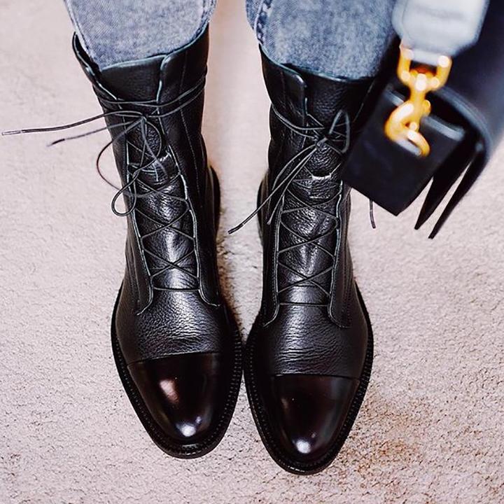 Women's Ankle Boots | Lace-Up Front, Polished Toe Cap