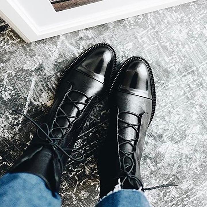 Women's Ankle Boots | Lace-Up Front, Polished Toe Cap