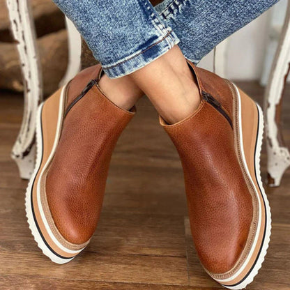 Women's Ankle Boots | Side Zip Fastening, Striped Wedge Sole