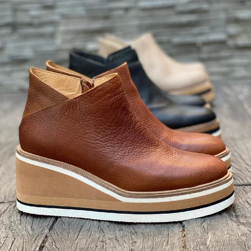 Women's Ankle Boots | Side Zip Fastening, Striped Wedge Sole