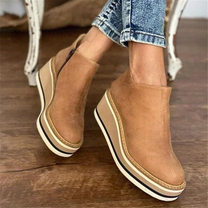 Women's Ankle Boots | Side Zip Fastening, Striped Wedge Sole