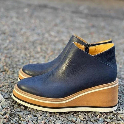 Women's Ankle Boots | Side Zip Fastening, Striped Wedge Sole