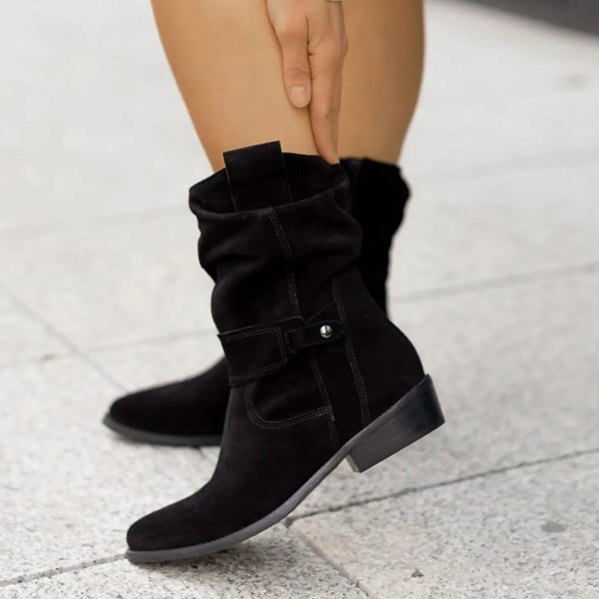 Women's Ankle Boots | Slouchy Suede, Buckle Strap Detail