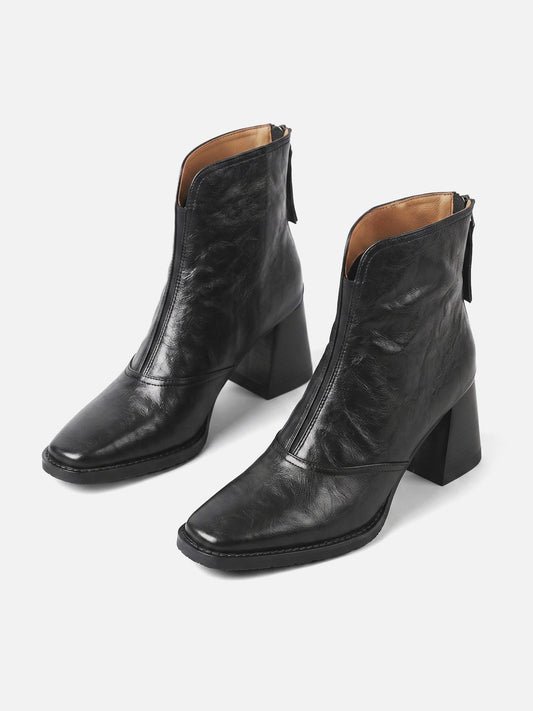 Women's Ankle Boots | Square Heel & Zip Fastening