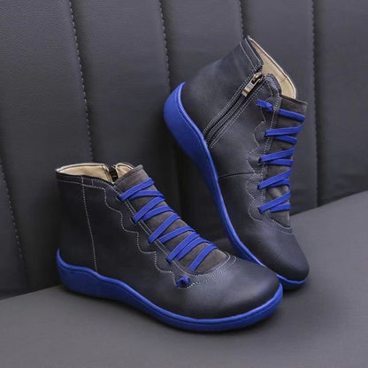 Women's Ankle Boots | Woven Lace Front And Inner Zip Fastening