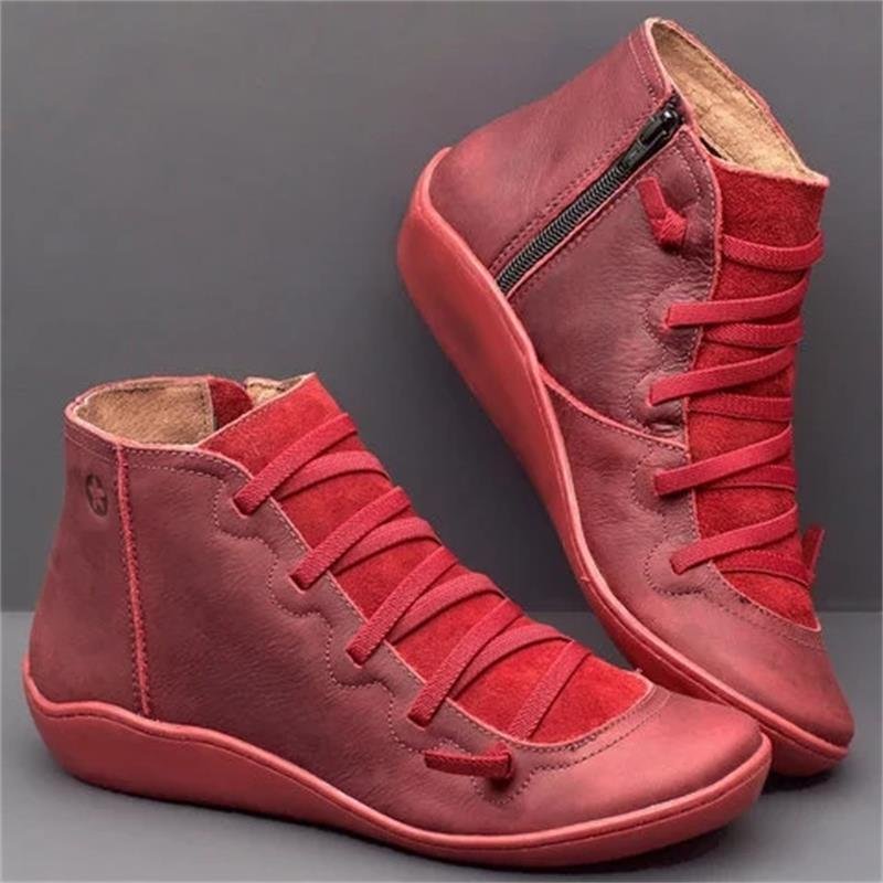 Women's Ankle Boots | Woven Lace Front And Inner Zip Fastening