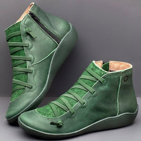 Women's Ankle Boots | Woven Lace Front And Inner Zip Fastening