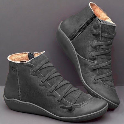 Women's Ankle Boots | Woven Lace Front And Inner Zip Fastening