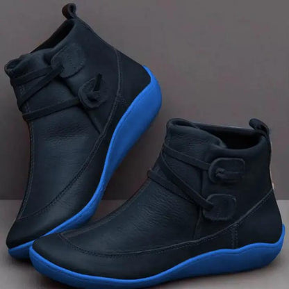 Women's Ankle Boots | Wrap Lace Detail, Contrast Stitched Panels