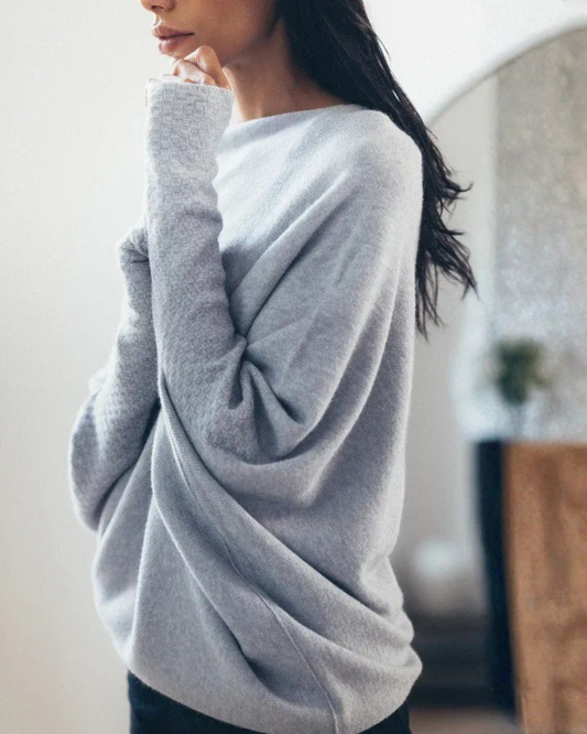 Women's Asymmetrical Knit Jumper | Swing Neckline Design