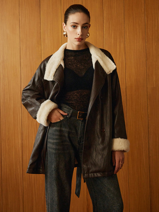 Women's Aviator Coat | Belted Waist & Cosy Lining