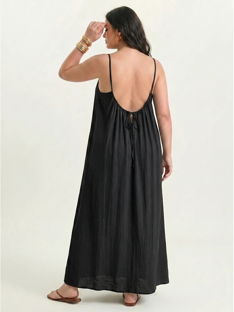 Women's Backless Long Dress | Sleeveless Cami Style