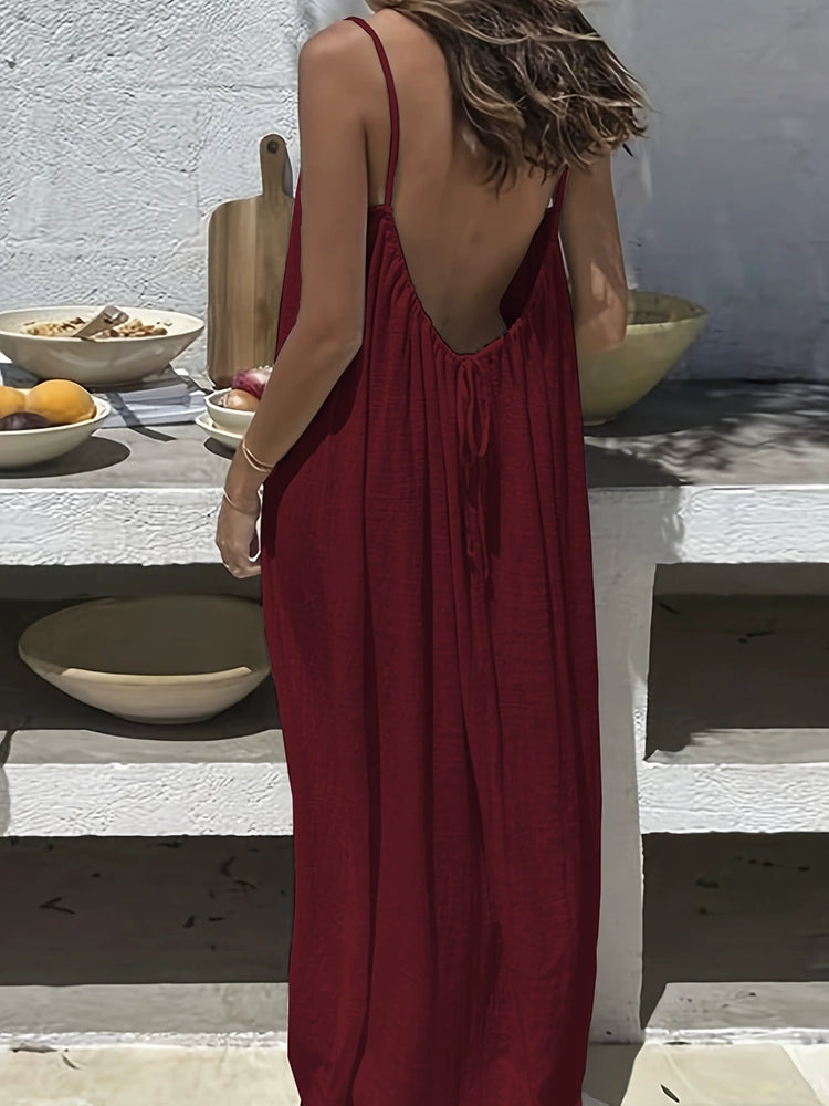 Women's Backless Long Dress | Sleeveless Cami Style