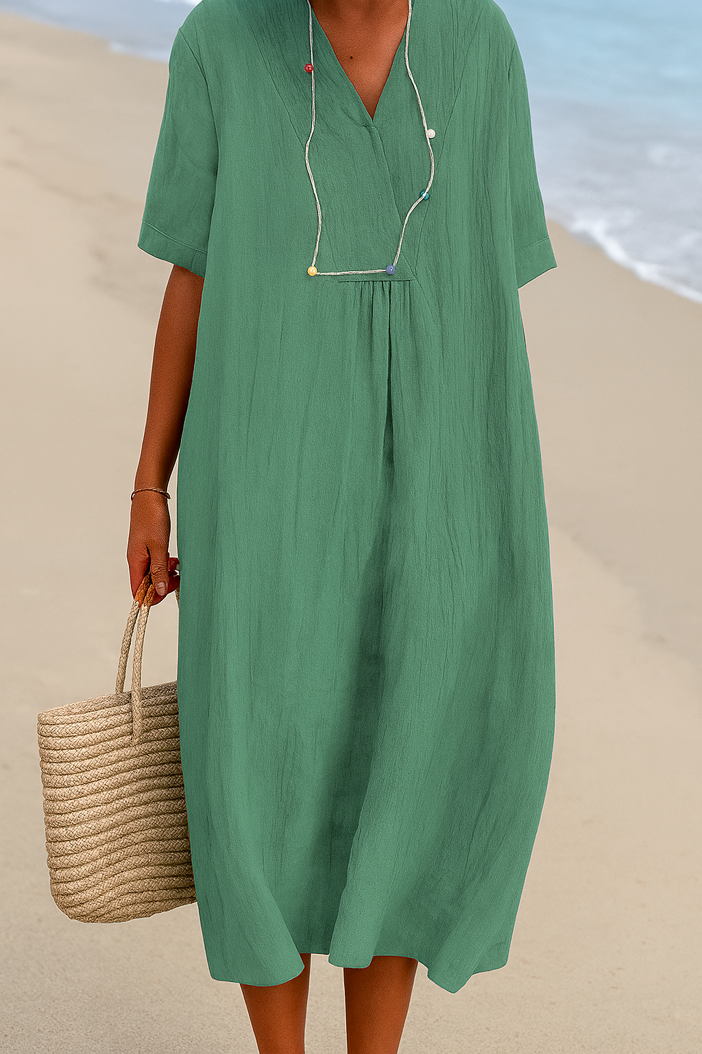 Women's Beach Dress | V-Neck Short Sleeve