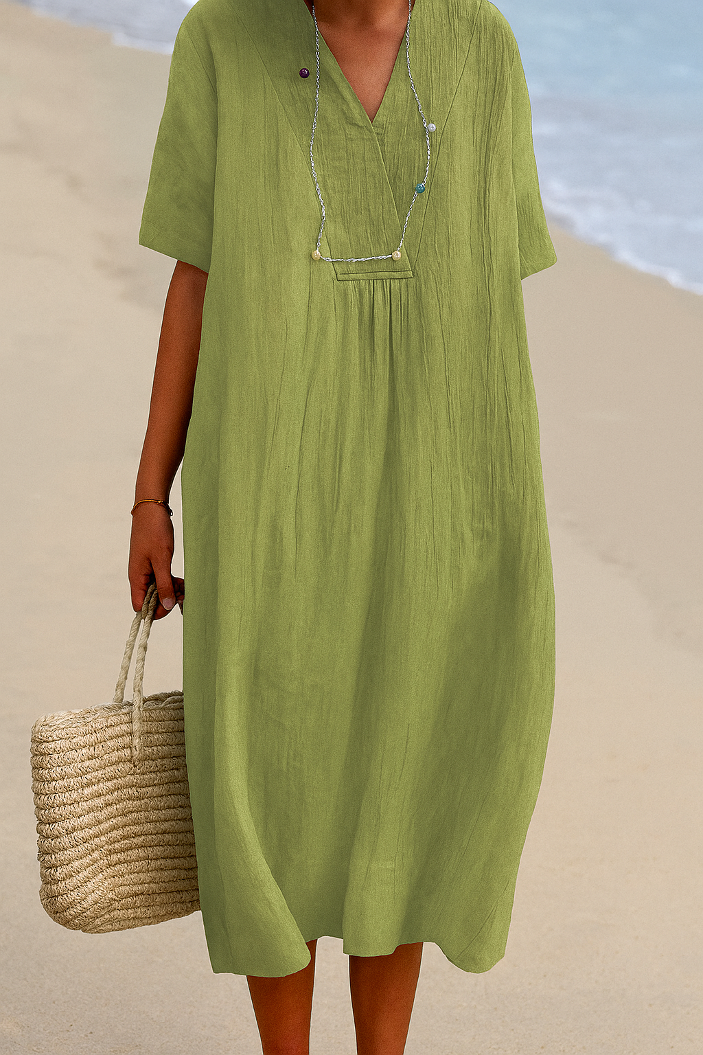 Women's Beach Dress | V-Neck Short Sleeve