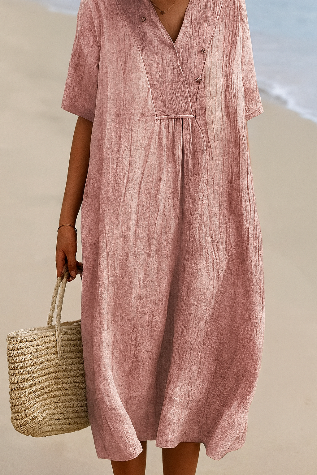 Women's Beach Dress | V-Neck Short Sleeve