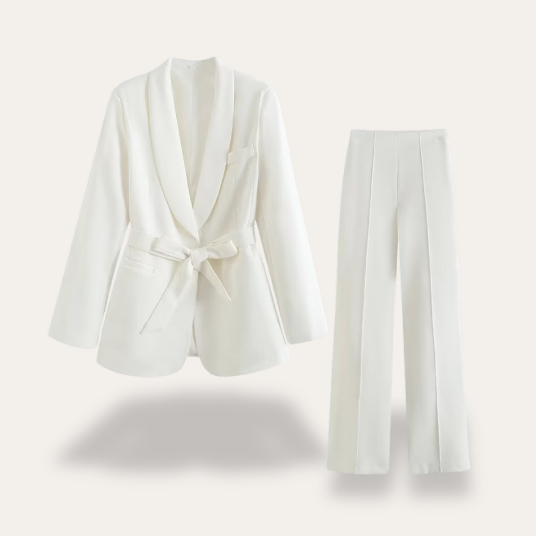 Chic Women's Blazer and Wide-Leg Trousers Set for Stylish Events