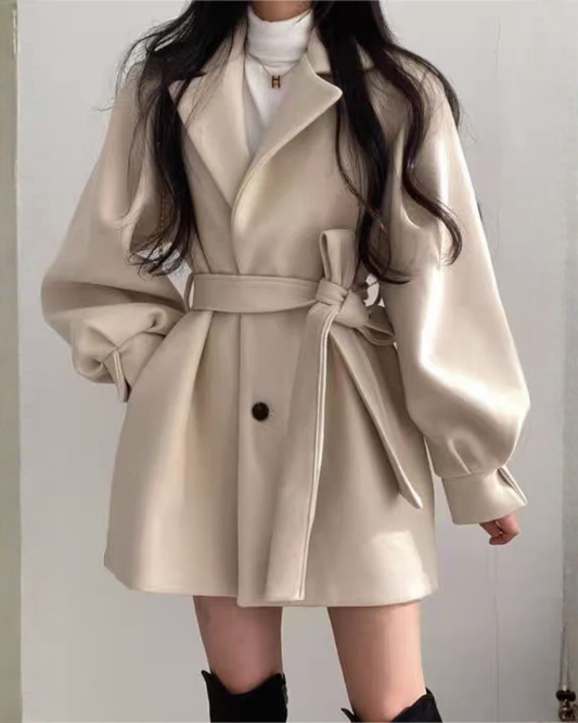 Women's Belted Trench Coat | Slim Fit & Puff Sleeve