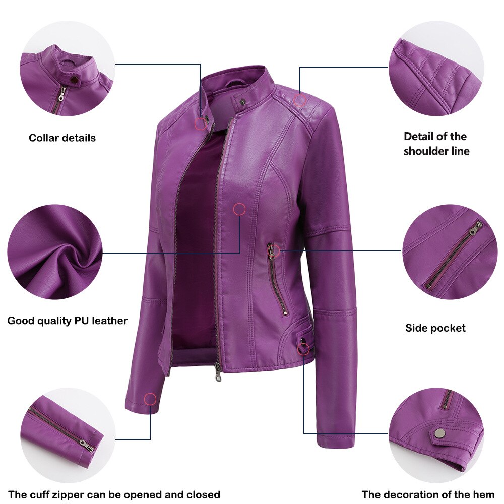 Women's Biker Jacket | Stand Collar & Edgy Style