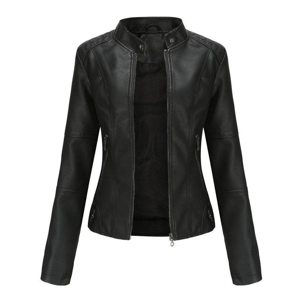 Women's Biker Jacket | Stand Collar & Edgy Style