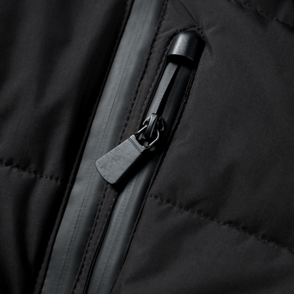 Women's Black Insulated Puffer Jacket with Belt - Ideal for Outdoor Wear