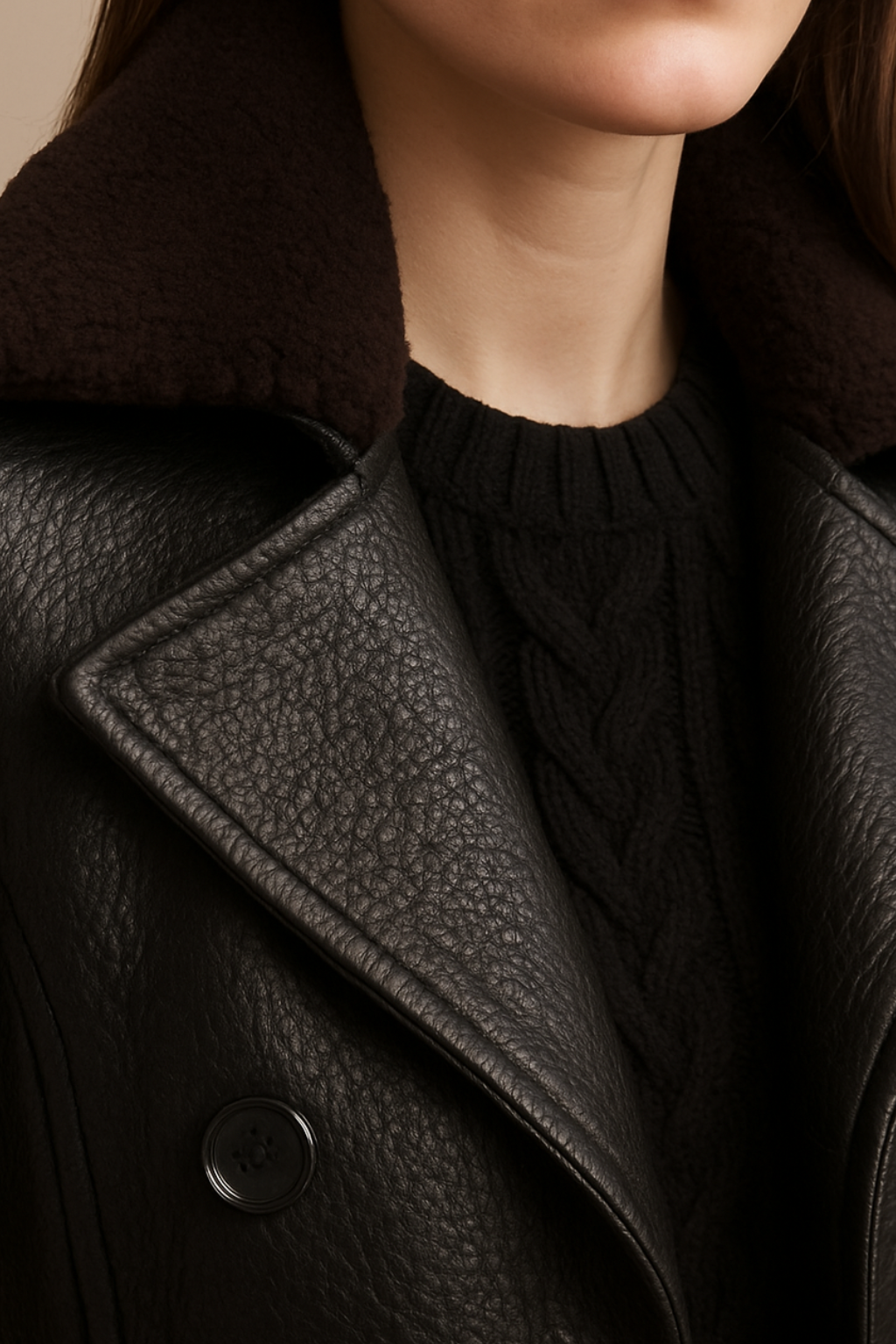 Chic Black Faux Leather Trench Coat for Stylish Occasions