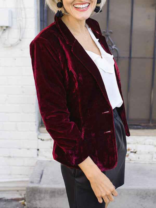 Women's Blazer | Deep Pile Sheen, Welt Hip Pockets