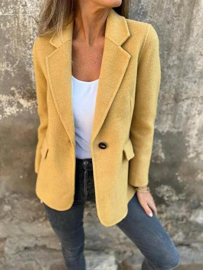 Women's Blazer | One Dark Button, Soft Brushed Surface