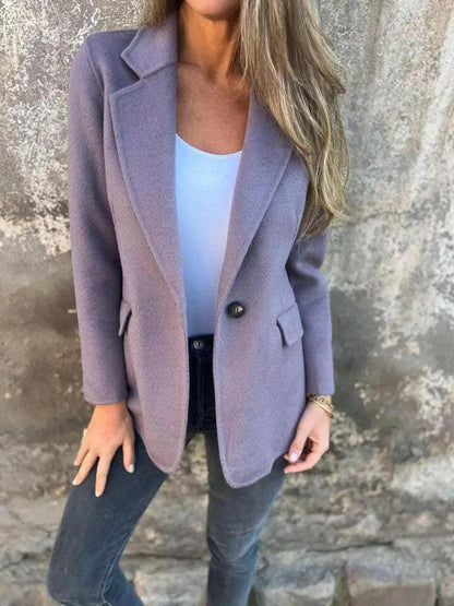 Women's Blazer | One Dark Button, Soft Brushed Surface