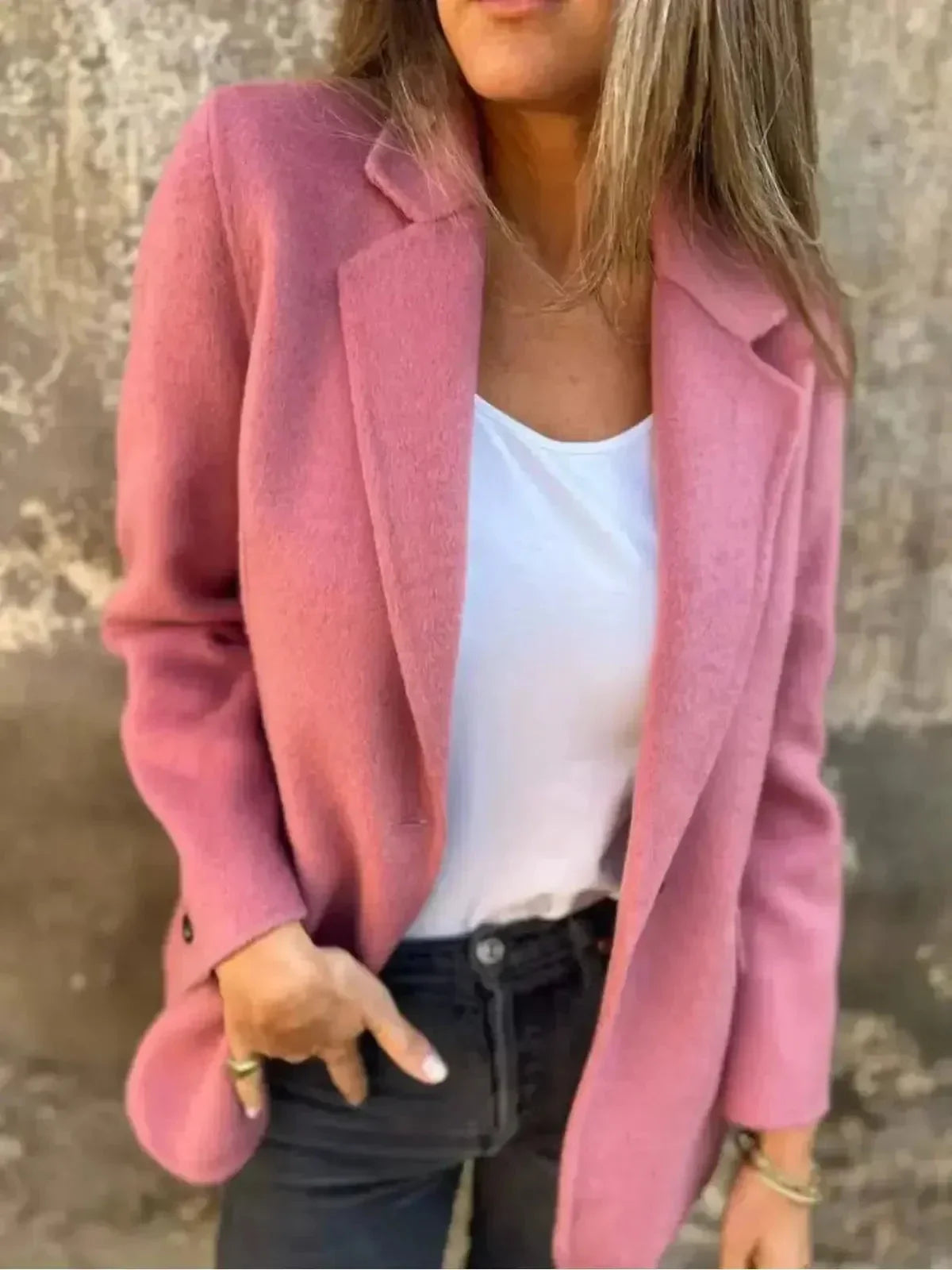 Women's Blazer | One Dark Button, Soft Brushed Surface
