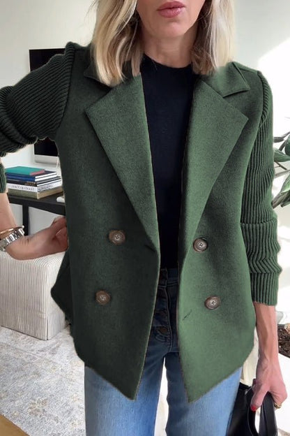 Women's Blazer | Peak Lapels, Ribbed Contrast Sleeves