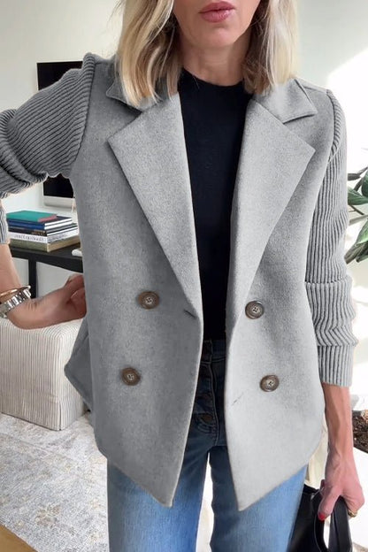 Women's Blazer | Peak Lapels, Ribbed Contrast Sleeves