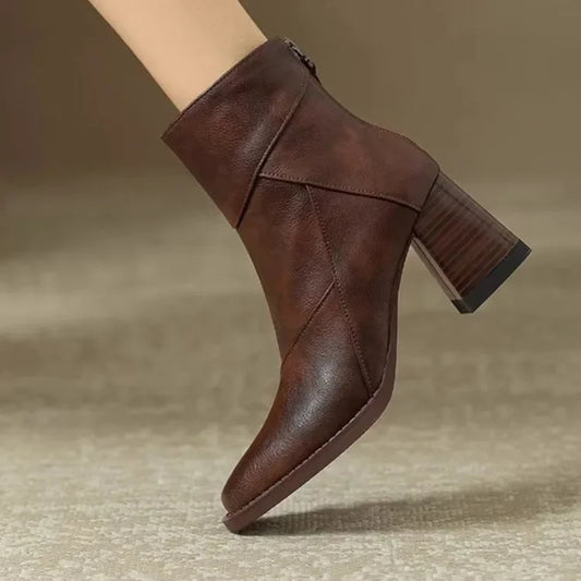Women's Block Heel Ankle Boots | Side Zip Comfort
