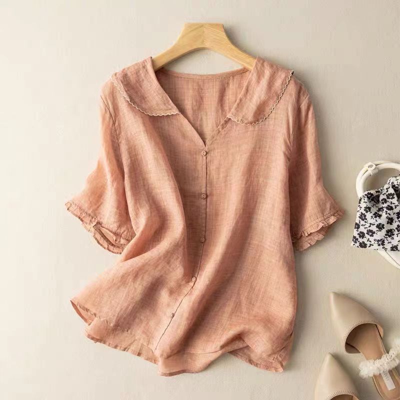Women's Blouse | Button Front & Scalloped Collar