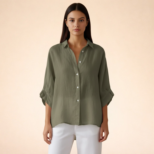 Women's Blouse | Oversized Linen Button-Up Shirt