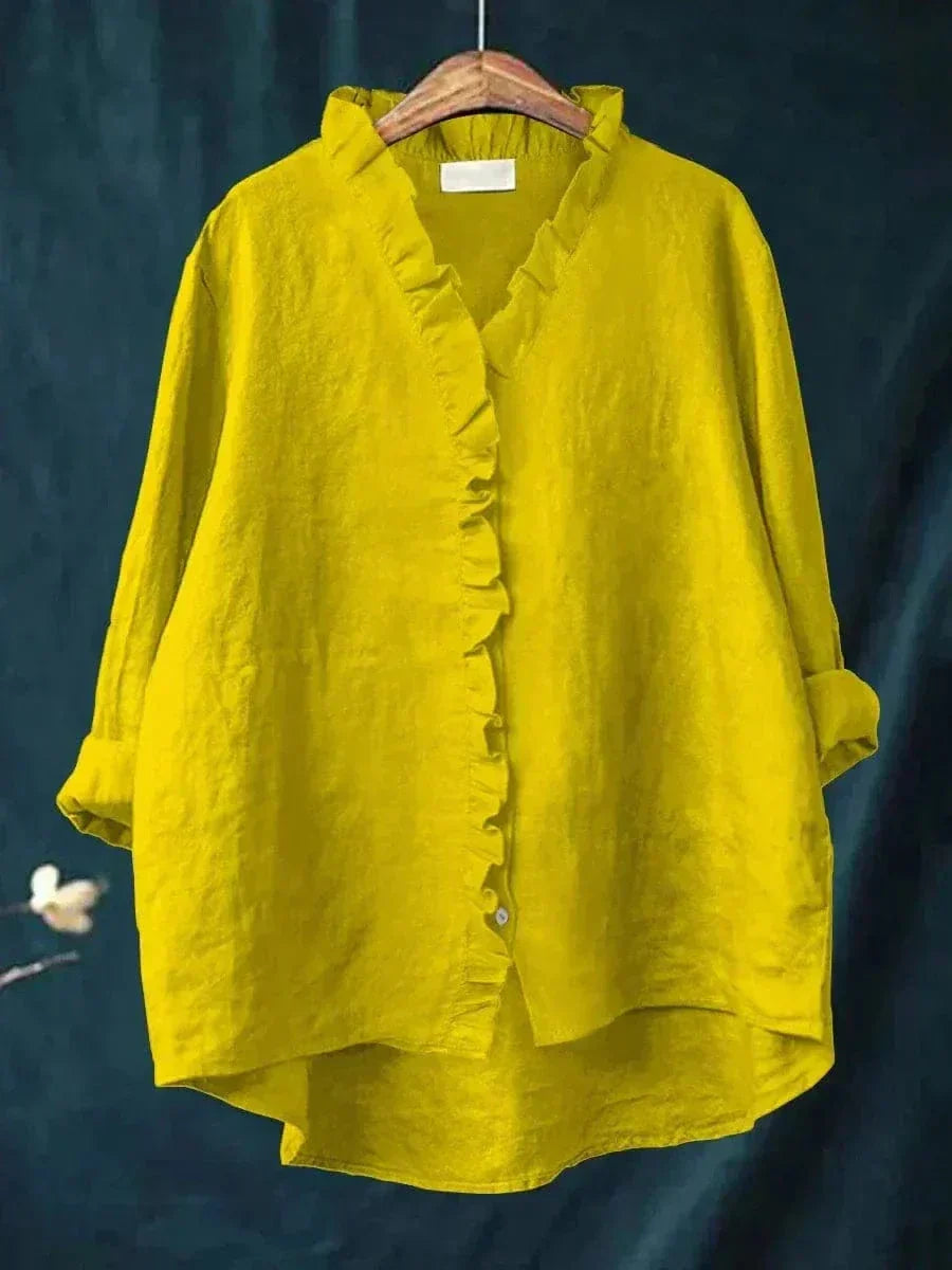 Women's Blouse | Ruffle Trim & Breathable Loose Fit