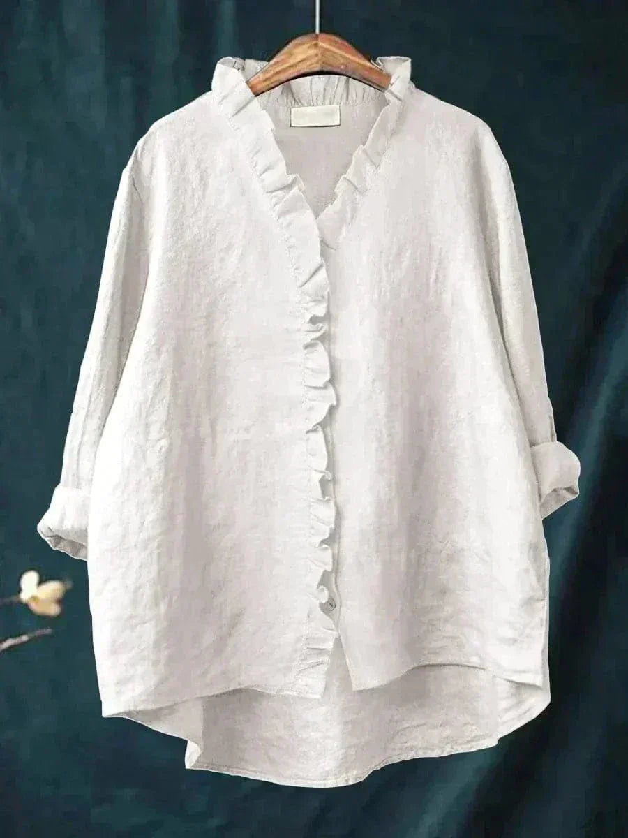 Women's Blouse | Ruffle Trim & Breathable Loose Fit